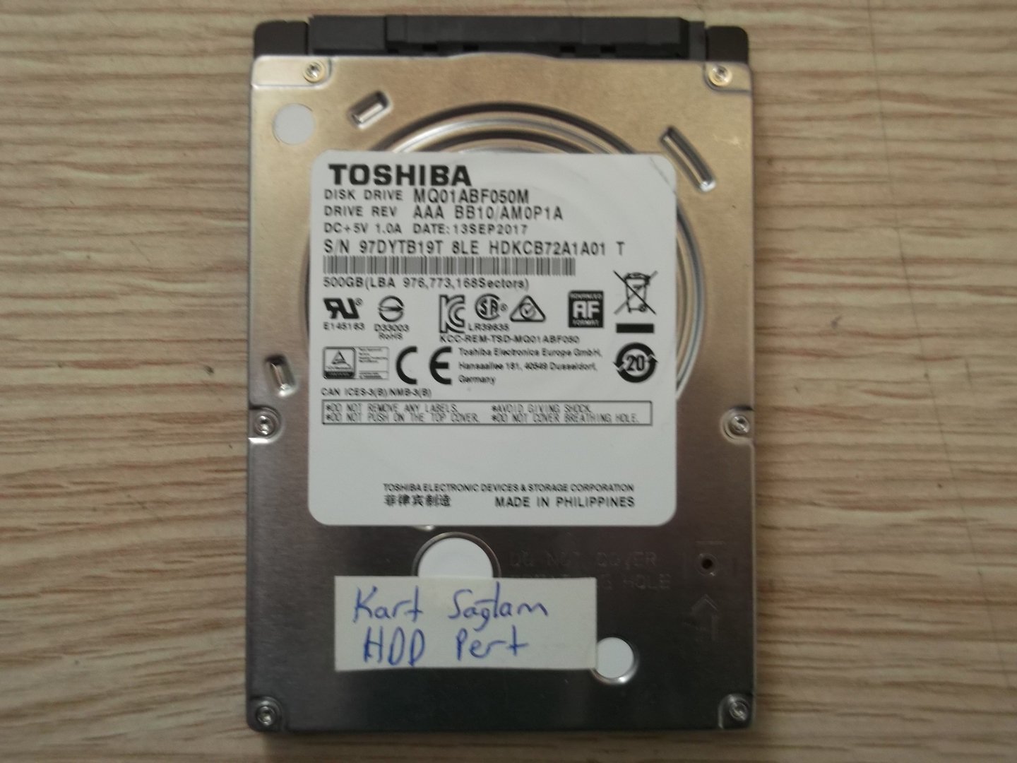 Arızalı HDD 500GB Toshiba MQ01ABF050M AAA BB10 AM0P1A G003235C